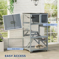 Load image into Gallery viewer, 66"H Catio on Brake Wheel, Indoor Outdoor Cat Enclosure Cage with Weatherproof Roof Hammock Multiple Platforms Resting Condo Ramps Lockable Doors, for 1-3 Cats, Grey