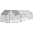 Load image into Gallery viewer, Chicken Run, Galvanized Large Metal Chicken Coop Cage, Walk-in Enclosure Poultry Hen Run House Playpen Rabbit Hutch with Flat Roof, Cover, for Outdoor Backyard, 9.2' x 24.9' x 6.5', Silver