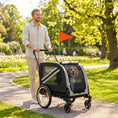 Load image into Gallery viewer, Dog Bike Trailer, 2 in 1 Foldable Pet Stroller Security Harness, Reflectors, Quick Release Wheels, Flag, for Medium Dogs, Grey