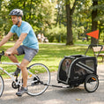 Load image into Gallery viewer, Dog Bike Trailer, 2 in 1 Foldable Pet Stroller Security Harness, Reflectors, Quick Release Wheels, Flag, for Medium Dogs, Grey