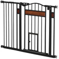 Load image into Gallery viewer, 29.1''-41.3'' Extra Wide Dog Gate with Cat Door with Stair Pressure Fit, Auto Close, Double Locking, for Doorways, Hallways, Stairs, Black