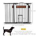 Load image into Gallery viewer, 29.1''-41.3'' Extra Wide Dog Gate with Cat Door with Stair Pressure Fit, Auto Close, Double Locking, for Doorways, Hallways, Stairs, Black