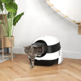 Load image into Gallery viewer, PawHut Cat Litter Box with Lid, Covered Litter Box w/ High Sides, Air Freshener, Large Two-Way Entrance Kitty Litter Box, Foldable, Easy Clean, White, and Black