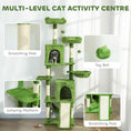 Charger l'image dans la visionneuse de la galerie, Cat Tree, 70" Multi-Level Cat Tower for Indoor with 2 Condos, 2 Plush Top Perches, Hammock, Platforms, Toy Balls, Sisal Scratching Posts and Board, Green