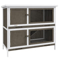 Gallery viewerに画像を読み込む, PawHut Wooden Bunny Rabbit Hutch, Small Animal Habitat with Ramp, Removable Tray & Weatherproof Roof, Indoor/Outdoor, Brown