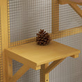 Load image into Gallery viewer, Wooden Cat House for Indoor 3 Levels Cat Condo Villa on Wheels with Flap Door Platforms Hammock Openable Top for 2 Kittens, Yellow