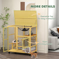 Load image into Gallery viewer, Wooden Cat House for Indoor 3 Levels Cat Condo Villa on Wheels with Flap Door Platforms Hammock Openable Top for 2 Kittens, Yellow