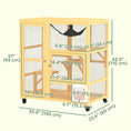 Load image into Gallery viewer, Wooden Cat House for Indoor 3 Levels Cat Condo Villa on Wheels with Flap Door Platforms Hammock Openable Top for 2 Kittens, Yellow