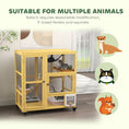Load image into Gallery viewer, Wooden Cat House for Indoor 3 Levels Cat Condo Villa on Wheels with Flap Door Platforms Hammock Openable Top for 2 Kittens, Yellow