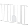 Load image into Gallery viewer, 30"-52" Extra Wide Pet Gate with Small Door, 30"H Dog Gate with Safety Gate Barrier, Stair Pressure Fit, Auto Close, Double Locking, for Doorways, Hallways, White