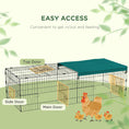 Load image into Gallery viewer, PawHut 73" L Metal Chicken Playpen, Small Animal Cage, Pet Playpen Yard Fence for Rabbits, Chinchillas with Roof for Indoor & Outdoor, 20"H, Green
