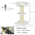 Load image into Gallery viewer, 36"H Large Cat Scratching Post for Indoor Cats, Bold Cat Tree Multi-Level Kitty Tower with Sisal Mat Scratch Rope, Cat Bed, Removable Cushion, Perch, Cream White