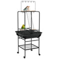 Load image into Gallery viewer, PawHut Bird Stand with Wheels, Parrot Stand with Perches, Stainless Steel Feed Bowls, Pull-Out Tray, Toy Hanger, Bird Play Stand for Indoor Outdoor Small Parrot, Dark Gray