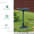 Load image into Gallery viewer, 50cm Bird Bath for Garden, Outdoor Birdbath Stand, Decorative Bird Drinking Stand with Scallop-like Pattern, Time-Worn Finish, Green