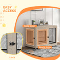 Load image into Gallery viewer, Dog Crate Furniture End Table w/ Soft Washable Cushion, Two Doors, Indoor Pet Kennel for Small Medium Large Dogs w/ Wire Mesh, Oak
