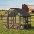 Load image into Gallery viewer, Large Wooden Chicken Coop for 8-10 Hens, Walk-in Chicken Run with Waterproof Cover, Nesting Boxes and Perches, Outdoor Poultry Cage Rabbit Hutch for Backyard, 83" x 73" x 73", Dark Brown
