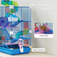Load image into Gallery viewer, 5 Tier Hamster Cage, Gerbil Cage with Tube Exercise Wheels, Tunnel, Water Bottle, Dishes, Blue, 58H x 46L x 30Wcm