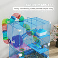 Load image into Gallery viewer, 5 Tier Hamster Cage, Gerbil Cage with Tube Exercise Wheels, Tunnel, Water Bottle, Dishes, Blue, 58H x 46L x 30Wcm