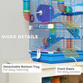 Load image into Gallery viewer, 5 Tier Hamster Cage, Gerbil Cage with Tube Exercise Wheels, Tunnel, Water Bottle, Dishes, Blue, 58H x 46L x 30Wcm