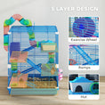 Load image into Gallery viewer, 5 Tier Hamster Cage, Gerbil Cage with Tube Exercise Wheels, Tunnel, Water Bottle, Dishes, Blue, 58H x 46L x 30Wcm