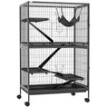 Load image into Gallery viewer, 5-Tier Rolling Small Animal Cage, Deluxe Guinea Pig Cage, Ferret Cage for Mink Chinchilla Kitten Rabbit, Small Pet Play House with Hammock Platform, Ramp, Tray, Dark Grey