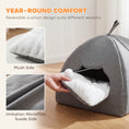 Load image into Gallery viewer, Cat Cave Bed for Indoor Kittens, Cat House with Removable Cushion and Teaser Ball, Kitty Igloo with Anti-Slip Base, 42 x 42 x 39 cm, Grey