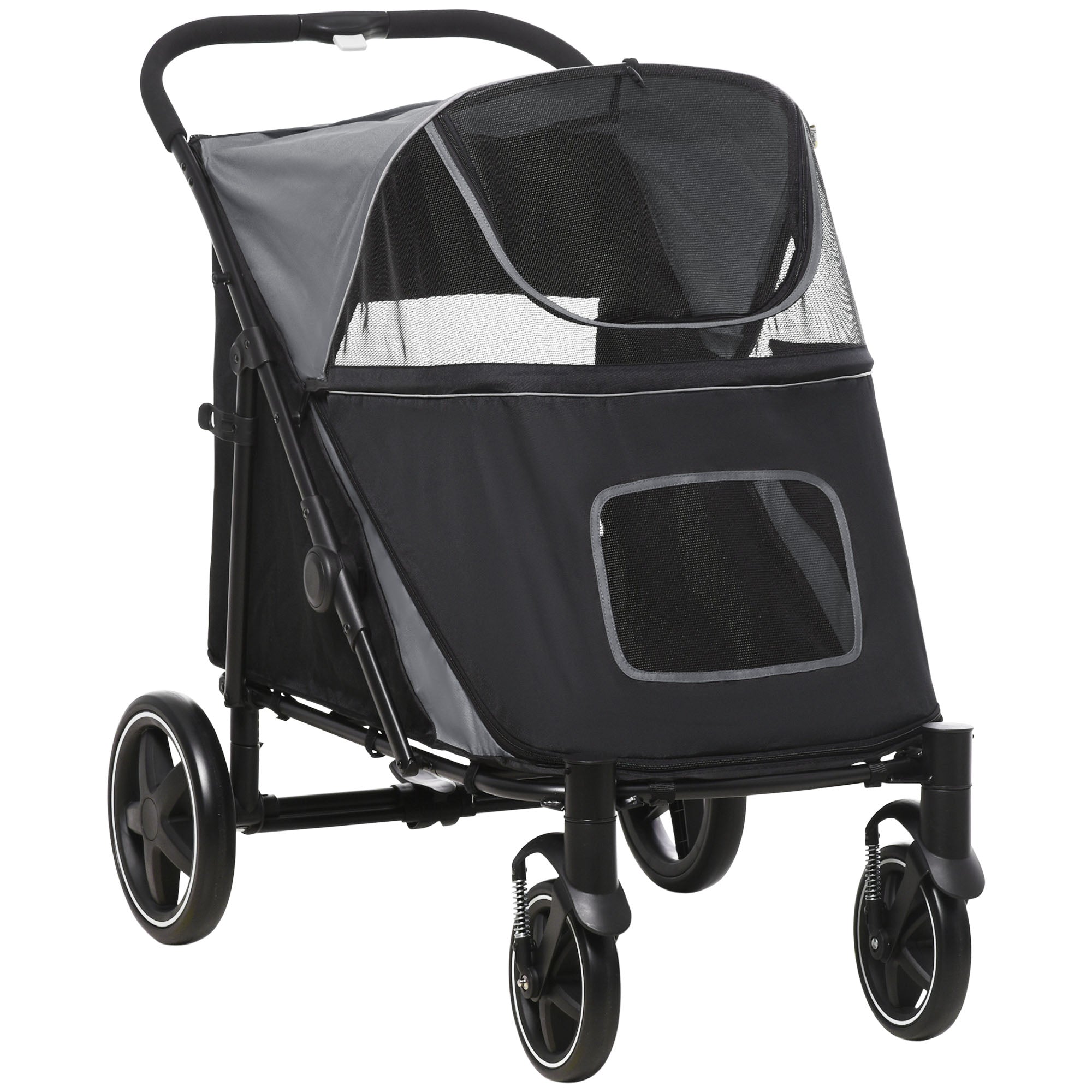 Dog Stroller Pet Pram Dog Pushchair Buggy with Adjustable Canopy for Medium and Large Breeds, Black