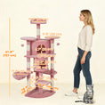 Load image into Gallery viewer, Cat Tree, 62" Multi-Level Cat Tower with Scratching Posts, 2 Condos, Hammock, Perches, Plush, Pompoms, for Indoor Kittens Playing, Resting, Sleeping, Pink