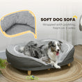 Load image into Gallery viewer, Dog Sofa Bed for Large Sized Pet, Cat Sofa with Soft Velvet Fabric, Removable Cushion, Washable Cover, Anti-Slip Foot Pads, 55 lbs Dog Couch, Grey