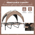 Load image into Gallery viewer, Elevated Dog Bed with Canopy, Cooling Dog Cot Bed for Camping, Portable Raised Pet Cot with Washable Breathable Mesh, for Indoor Outdoor, Large Dogs, 42" x 30" x 37", Coffee