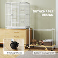 Load image into Gallery viewer, Large Bird Cage Budgie Cage with Stand, Storage Shelf, Wood Perch for Parrot Canary Parakeet Cockatiels, 81 x 48 x 162.5 cm, White