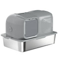 Load image into Gallery viewer, Stainless Steel Litter Tray with Plasma Deodoriser System, 65L Extra Large Enclosed Litter Box with Lid High, Sided Wall and Scoop for Larger Cats, Easy to Clean & Odour-Resistant, Grey