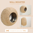 Load image into Gallery viewer, PawHut Cat Wall Furniture, Wall Mounted Cat Condo with Washable Cushion, Cat Wall Shelf for Indoor Cats Kittens, Natural Wood