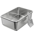 Load image into Gallery viewer, Stainless Steel Litter Box, XL Sifting Cat Litter Box with Sifting Pan, High Sides for Medium, Large Cat, Pine Pellets, Non-Sticky, Odour Control and Easy Cleaning, 23.6" x 15.7" x 7.9", Silver