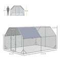 Load image into Gallery viewer, PawHut Large Chicken Coop Metal Chicken Run with Waterproof and Anti-UV Cover, Flat Shaped Walk in Fence Cage Hen House for Outdoor and Yard Farm Use, 1" Tube Diameter, 9.2' x 12.5' x 6.4'
