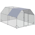 Load image into Gallery viewer, PawHut Large Chicken Coop Metal Chicken Run with Waterproof and Anti-UV Cover, Flat Shaped Walk in Fence Cage Hen House for Outdoor and Yard Farm Use, 1" Tube Diameter, 9.2' x 12.5' x 6.4'