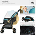 Load image into Gallery viewer, Dog Stroller with Rain Cover, Foldable Dog Pram, 4 Wheels Pet Pushchair with Safety Leashes, for Small, Miniature Dogs, Cats - Dark Green