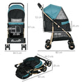 Load image into Gallery viewer, Dog Stroller with Rain Cover, Foldable Dog Pram, 4 Wheels Pet Pushchair with Safety Leashes, for Small, Miniature Dogs, Cats - Dark Green
