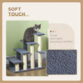 Load image into Gallery viewer, PawHut 4 Levels Cat Steps, Pet Stairs Carpeted Ladder, Kitten Tree Climber with Scratching Posts, Hanging Play Ball, Side Step, for High Bed, Sofa, Gray