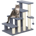 Load image into Gallery viewer, Cat Stairs 4 Steps for Bed, Couch with Scratching Posts, Small Cat Tree for Indoor Cats with Toy Ball, 23.5" x 16" x 25", Grey