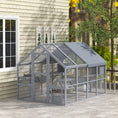 Load image into Gallery viewer, PawHut Large Catio Outdoor Cat Enclosure for Multiple Cats, Wooden Cat House with Waterproof Cover, Walk in Cat Cage Kennel with 2 Condos, 6 Platforms, Bridge, Doors, 110" x 73" x 74", Gray