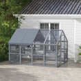 Load image into Gallery viewer, PawHut Large Catio Outdoor Cat Enclosure for Multiple Cats, Wooden Cat House with Waterproof Cover, Walk in Cat Cage Kennel with 2 Condos, 6 Platforms, Bridge, Doors, 110" x 73" x 74", Gray