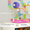 Load image into Gallery viewer, 18" 5 Tier Hamster Cage with Tubes and Tunnels, Small Animal Cage with Portable Carry Handle, Gerbil Cage with Water Bottle, Food Dish, Exercise Wheel, Pink