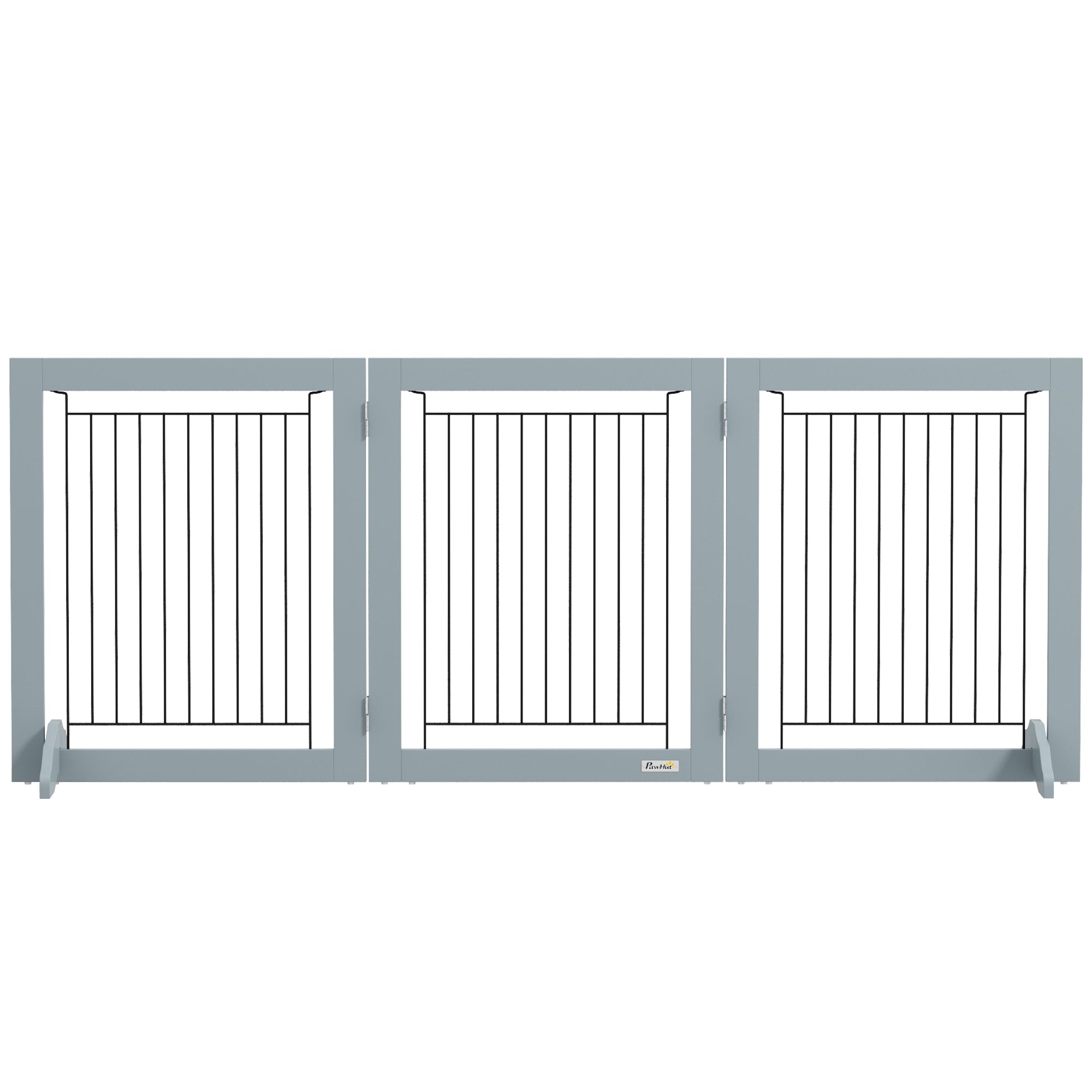 Freestanding Dog Cate, Foldable Wooden Pet Gate with  - 61cm Tall, for Stairways, Doorways, Hallways, Small Dogs - Grey