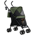 Load image into Gallery viewer, Pet stroller for Miniature Dogs, Foldable Dog Stroller with Shoulder Strap, 4 Wheels Pet Pram with Storage Bag, Cup Holder, Dark Green