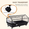 Load image into Gallery viewer, PawHut Small Animal Cage with Foldable Run Area, Rolling Bunny Cage, Guinea Pig Cage, Hedgehog Cage with Water Bottle, Water Bowl, and Ramps, 35" L
