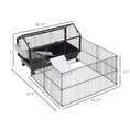 Load image into Gallery viewer, PawHut Small Animal Cage with Foldable Run Area, Rolling Bunny Cage, Guinea Pig Cage, Hedgehog Cage with Water Bottle, Water Bowl, and Ramps, 35" L