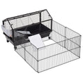 Load image into Gallery viewer, PawHut Small Animal Cage with Foldable Run Area, Rolling Bunny Cage, Guinea Pig Cage, Hedgehog Cage with Water Bottle, Water Bowl, and Ramps, 35" L