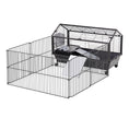 Load image into Gallery viewer, PawHut Small Animal Cage with Foldable Run Area, Rolling Bunny Cage, Guinea Pig Cage, Hedgehog Cage with Water Bottle, Water Bowl, and Ramps, 35" L