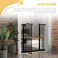 Load image into Gallery viewer, Pressure Fit Dog Stair Gate No Drilling Safety Gate Auto Close for Doorways, Hallways, 74-87cm Adjustable, 78cm Tall, Black
